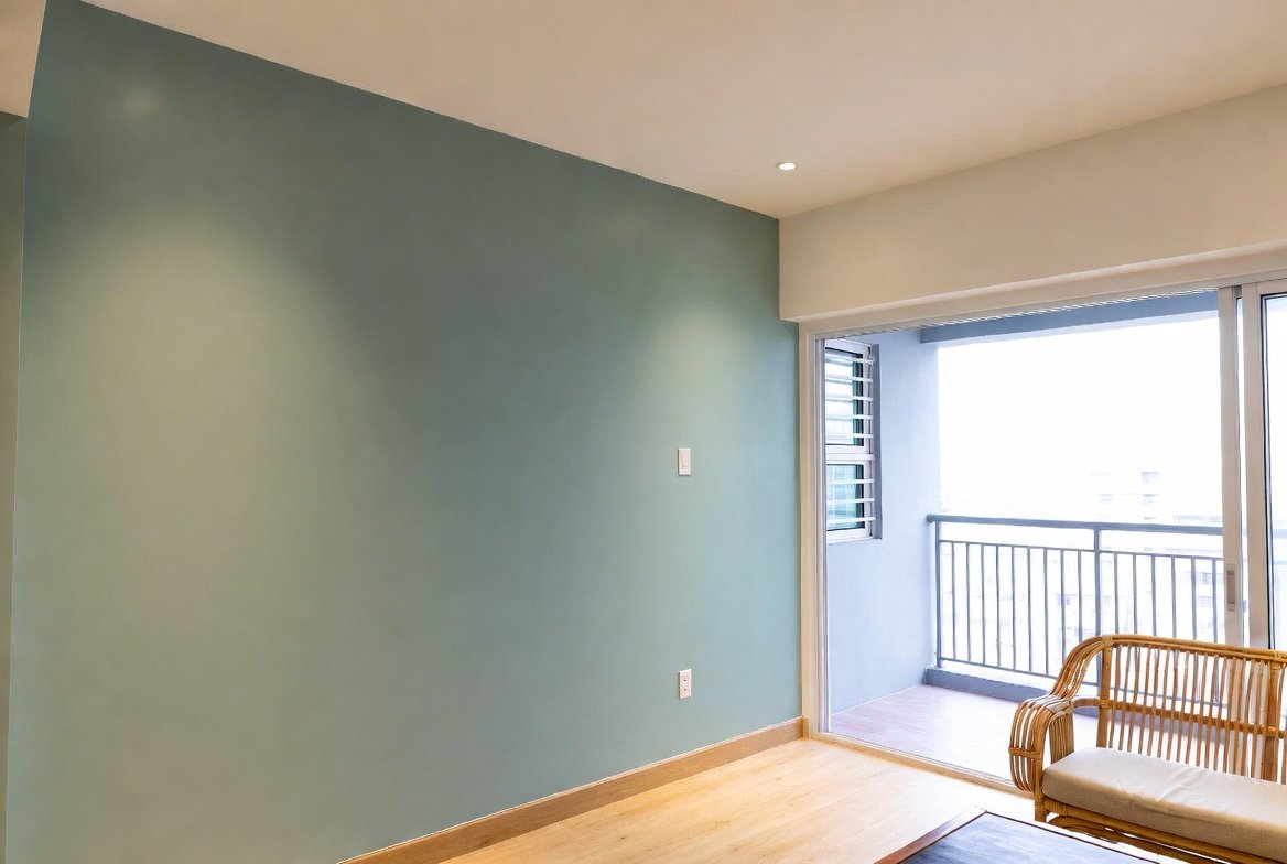 Wide shot of a finished interior living room painted by MJ Vibrant